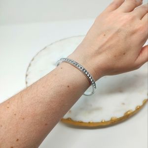 Ted Baker silver bangle tennis bracelet with small crystal stones